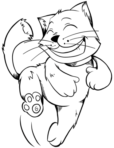 Happy Dancing Cat Coloring Page